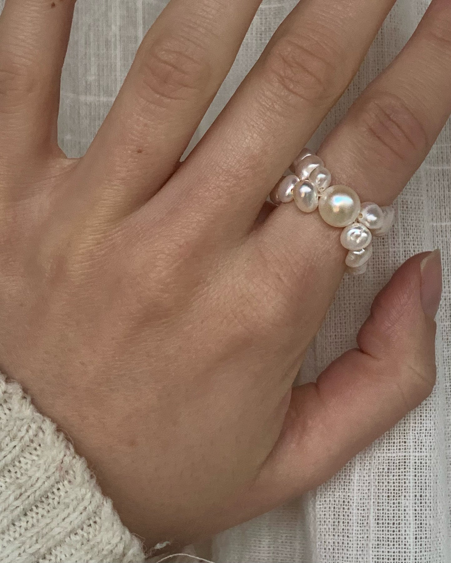 Crossed Pearl Ring