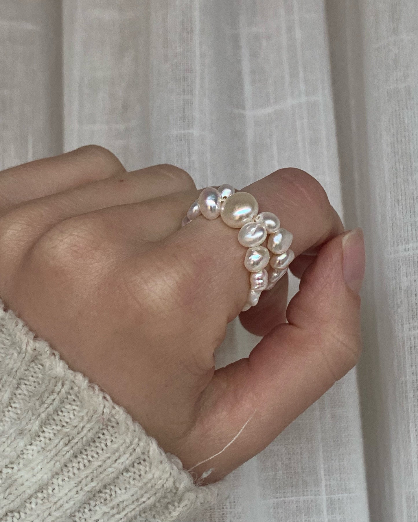 Crossed Pearl Ring