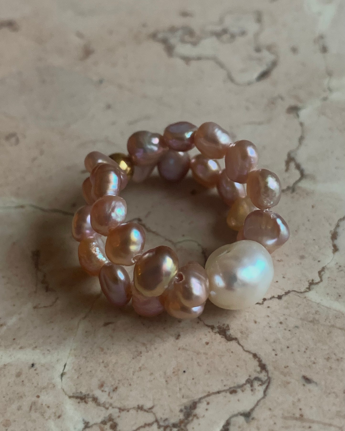Crossed Pearl Ring