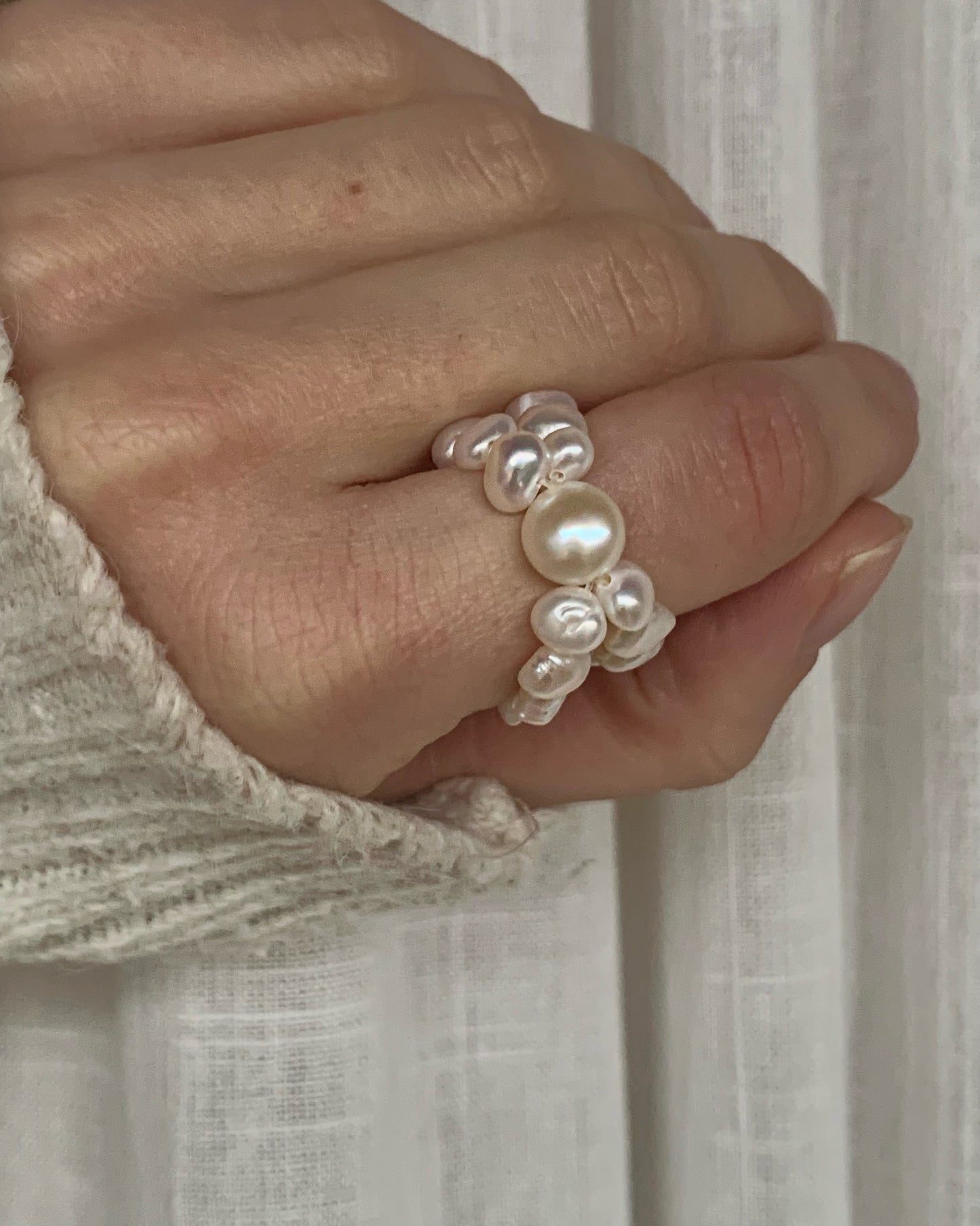 Crossed Pearl Ring