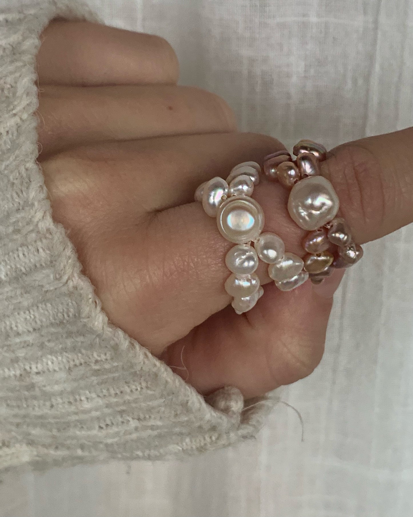 Crossed Pearl Ring